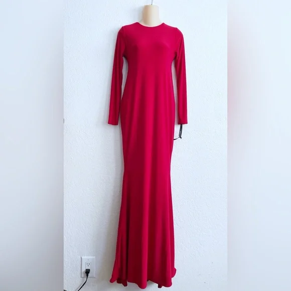 chinese dress ladies Deme by Gabriella Kathy Red Satin Backless Gown